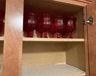 LG Wright Mid-Century Red Goblet set