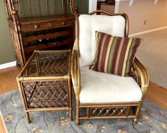 South Seas Rattan Chair, End Table