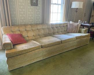 Large, Sturdy, Handsome, MCM "Velour" Upholstered Couch