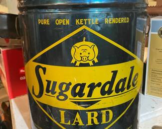 Sugardale 5-Gallon, Metal, Lard Container/Can --Shiny Blue ! Canton. Ohio!!