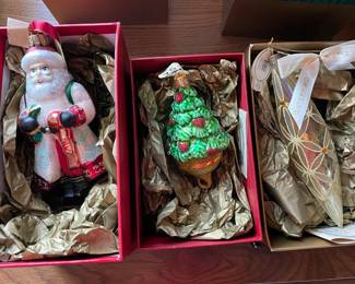 Boxed Vintage Christmas Ornaments--Waterford, Swarovski, etc.,