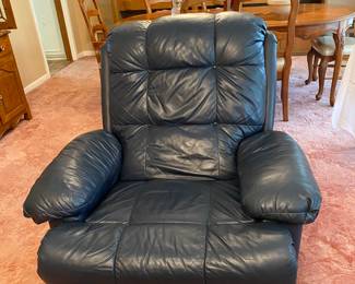 Blue leather recliner 