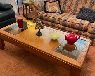 Wooden and glass coffee table 