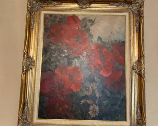 Large painting w beautiful ornate frame 