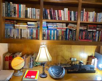 Books, lighted globe, Bear lamp 