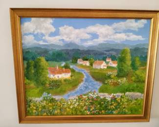 Small Village in France,  oil on canvas by Jeanette Sheehan, Pinehurst Artist 