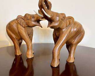 Carved wood elephants 