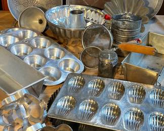 Vintage aluminum cookware and baking items