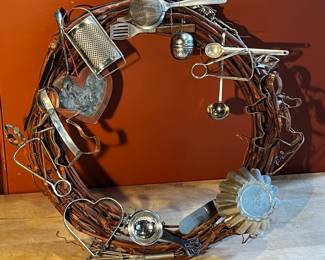 Grapevine kitchen gadget wreath