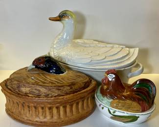 Vintage bird tureens
