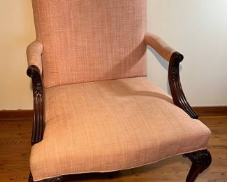 Fabric covered Georgian style arm chair