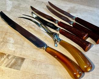 Bakelite handled knives and carving set