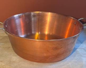 Copper bowl pan with brass handles