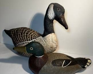 Duck decoy and fabric Canadian goose