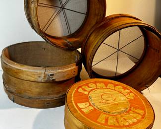 Cheese sieves and cheese box