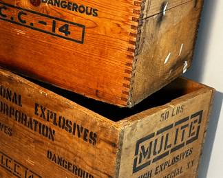 Two old explosives boxes