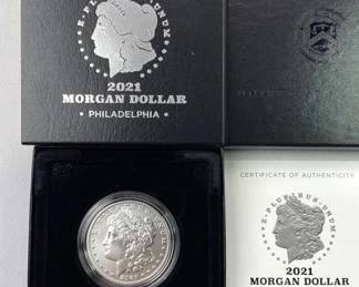 2021-P Morgan Silver Dollar, US Mint 100th Anniv