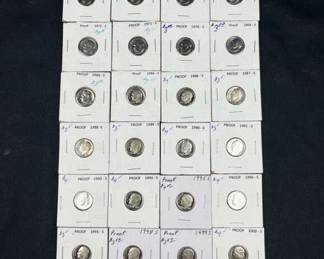 (28) Proof Dimes, All Different (1968-2000)