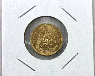 1955 Gold Mexico 5 Pesos, BU