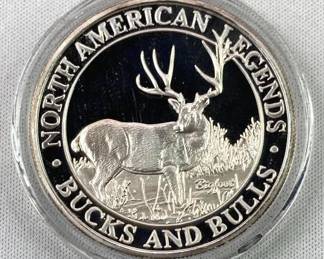 1oz Silver Hunter's Club Buck Round .999