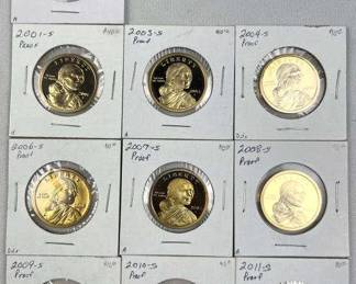 (10) Proof Native American Dollars, All Different