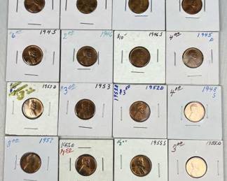(24) BU Wheat Cents, US 1c Coins
