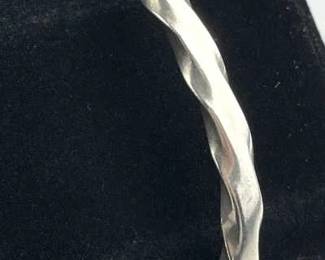 925 Silver Handwrought Bangle Cuff Bracelet