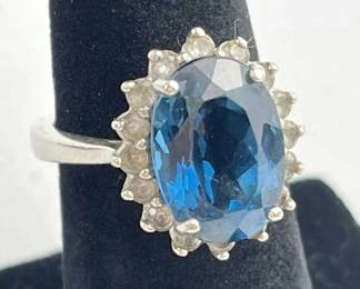 925 Silver Blue Stone Ring