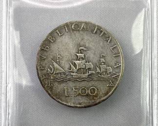 1961 Italy Silver 500 Lire (.835 Silver)