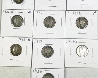 (10) Silver Mercury Dimes, Different Early Dates