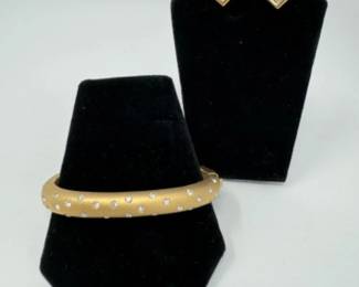 Swarovski Gold Tone Bracelet & Post Back Earrings
