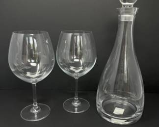 Marquis by Waterford Bubble Wine Glasses + Pottery Barn Decanter