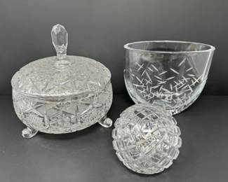 Crystal Trio - Kate Spade Beacon Street Vase, Globe Vase, & Lidded Dish