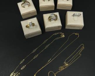 Vintage 14k Gold Rings & Necklace Chains + 10% Iridium Platinum Ring