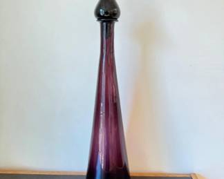 Amethyst MCM Italian Art Glass Genie Bottle Decanter w/Stopper 24"T