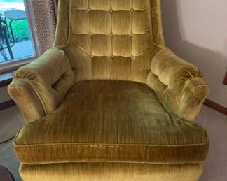 Mid Century Vintage Kay Chair Co Velvet Green Swivel Armchair 2
