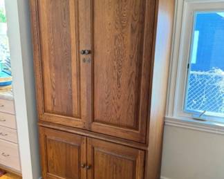 Solid Wood Entertainment Storage Armoire Cabinet