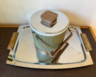 Mid Century Kromex Ice Bucket & Serving Tray