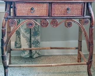 Bamboo and glass table