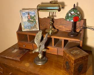 Brass Lamp/Eagle Statue/Leather Humidor/Tiffany Style Lamp/etc.