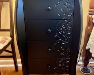 Black Etched Nightstand/Side Table