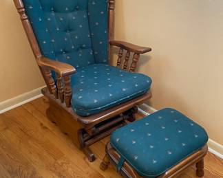Oak Glider Rocker with Ottoman