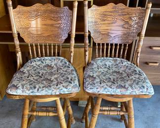 Solid Wood Carved Barstools