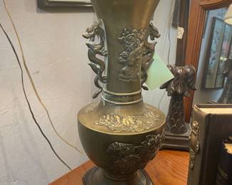Solid brass Asian vintage lamp
