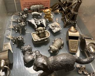 pigs whistles cats n dogs pewter