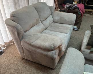 Microfiber loveseat with ottoman