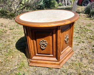 Marble Topped Hexoganal End Table