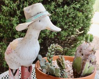 Funny duck with cowboy boots and hat decor
