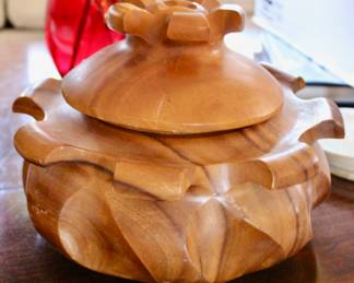 Decorative wood carved container