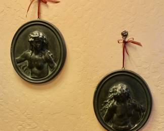 Antique Victorian Artistic Portrait Wall Plaques 